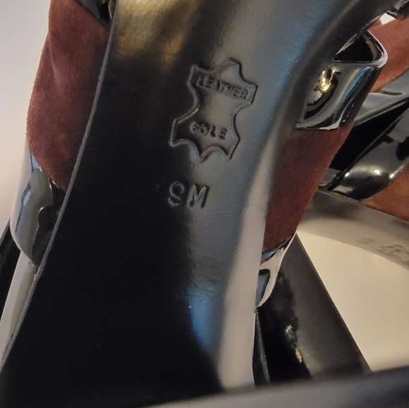 Tory Burch Lucille Brown Leather Peep Toe Logo Ankle US 9M - Picture 13 of 14